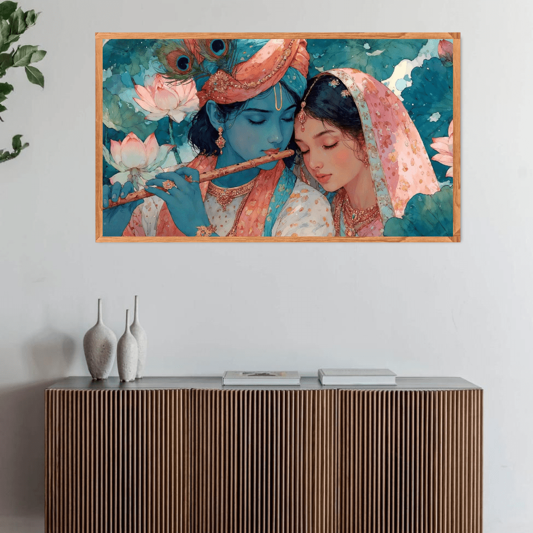 Radha Krishna Canvas Wall Art - Memories InsiteRADHA KRISHNA WALL FRAME - STRECHED